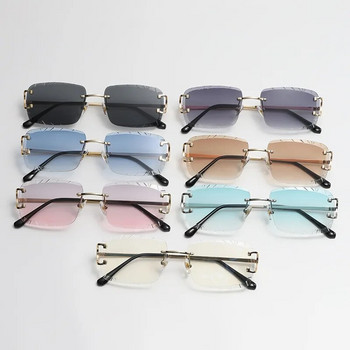 Модни квадратни слънчеви очила Винтидж Дамски Мъжки Слънчеви очила без рамки Ретро луксозни маркови дизайнерски очила UV400 Travel