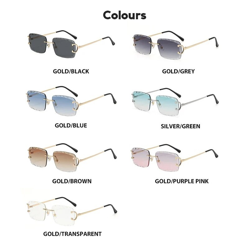 Modes kvadrātveida saulesbrilles vintage sievietēm vīriešiem bez rāmja saulesbrilles bez apmales retro luksusa zīmola dizaineru brilles UV400 ceļojumi