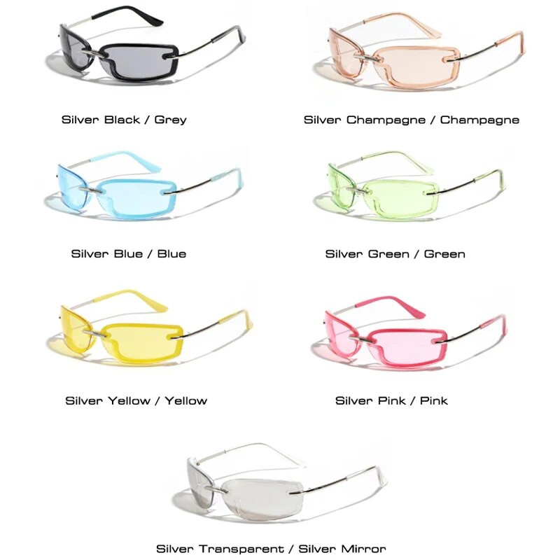 SHAUNA Nove pravokutne sunčane naočale Y2K Candy Color Modne sportske sjenila za vožnju UV400 Modne plavo zelene sunčane naočale za muškarce