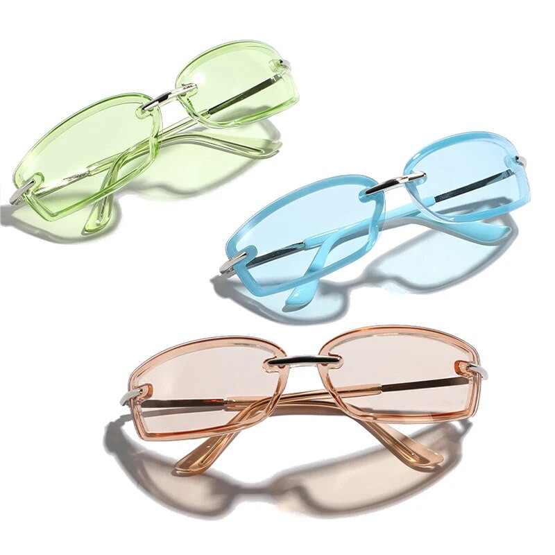 SHAUNA Nove pravokutne sunčane naočale Y2K Candy Color Modne sportske sjenila za vožnju UV400 Modne plavo zelene sunčane naočale za muškarce