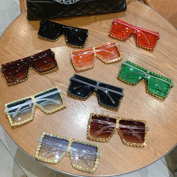 Слънчеви очила Дамски извънгабаритни квадратни диамантени мъжки модни слънчеви очила със кристали Дамски луксозни маркови дизайнерски очила UV400 Унисекс