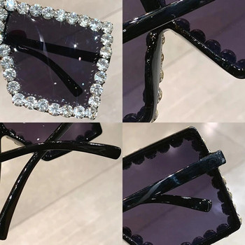 Слънчеви очила Дамски извънгабаритни квадратни диамантени мъжки модни слънчеви очила със кристали Дамски луксозни маркови дизайнерски очила UV400 Унисекс