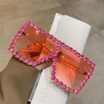 Päikeseprillid Naistele Suured ruudukujulised Teemant Meeste Mood Rhinestone Päikeseprillid Naiste Luksusbränd Disainer Prillid UV400 Unisex