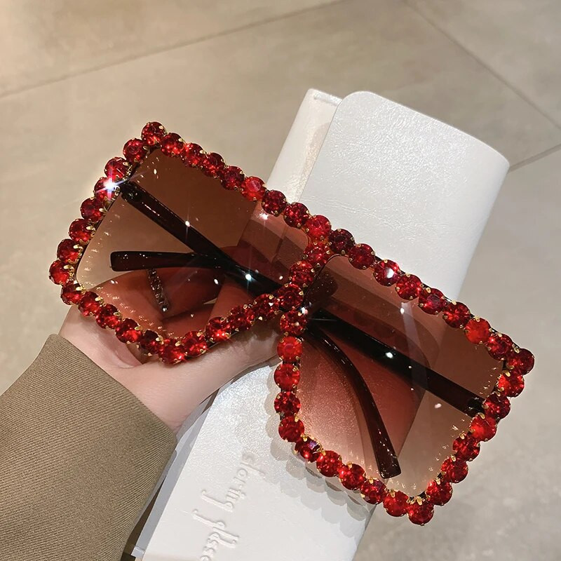 Päikeseprillid Naistele Suured ruudukujulised Teemant Meeste Mood Rhinestone Päikeseprillid Naiste Luksusbränd Disainer Prillid UV400 Unisex