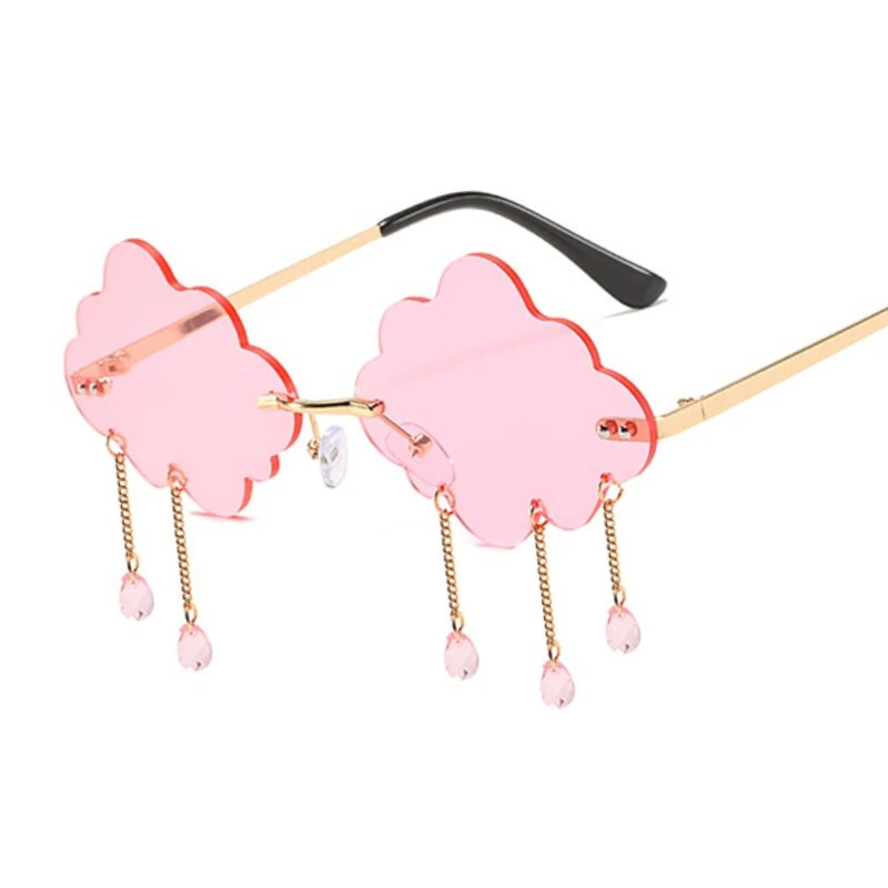 Madingi Ratlankiai Vyriški Akiniai nuo saulės Moteris Madingi Debesys Akiniai nuo saulės Moteriški Vyriški Vintažiniai Metaliniai Kutai Lietaus Dizainas Oculos De Sol