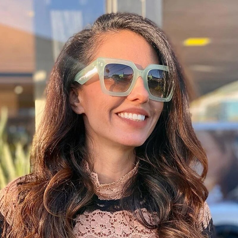 Klasisks luksusa zīmola dizainers liels rāmis kvadrātveida saulesbrilles sievietēm vīriešiem modes vintage populāras ceļojumu saulesbriļļu žalūzijas UV400