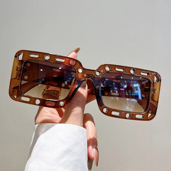 KAMPT Square Hollowed Rim Ανδρικά γυναικεία γυαλιά ηλίου Μόδα Oversized ντεγκραντέ καραμέλες χρωματικές αποχρώσεις Μοντέρνα επώνυμη σχεδίαση UV400 γυαλιά