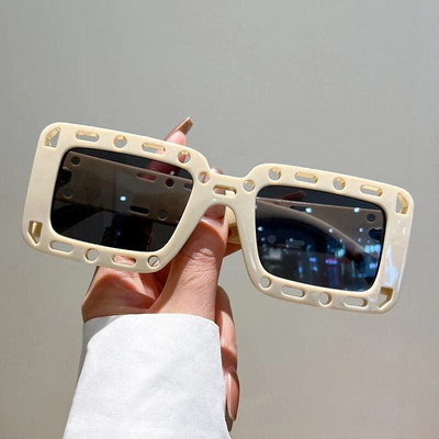 KAMPT Square Hollowed Rim Ανδρικά γυναικεία γυαλιά ηλίου Μόδα Oversized ντεγκραντέ καραμέλες χρωματικές αποχρώσεις Μοντέρνα επώνυμη σχεδίαση UV400 γυαλιά