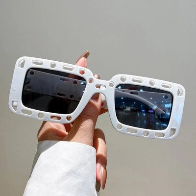 KAMPT Square Hollowed Rim Ανδρικά γυναικεία γυαλιά ηλίου Μόδα Oversized ντεγκραντέ καραμέλες χρωματικές αποχρώσεις Μοντέρνα επώνυμη σχεδίαση UV400 γυαλιά