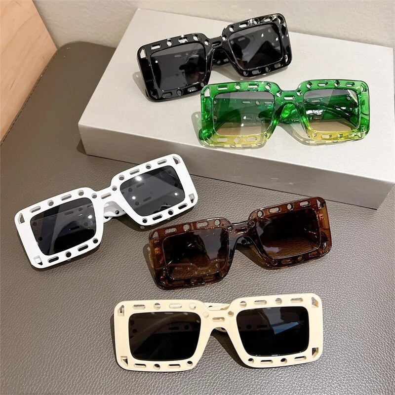 KAMPT Square Hollowed Rim Ανδρικά γυναικεία γυαλιά ηλίου Μόδα Oversized ντεγκραντέ καραμέλες χρωματικές αποχρώσεις Μοντέρνα επώνυμη σχεδίαση UV400 γυαλιά