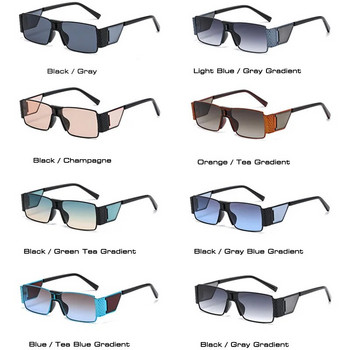 SHAUNA Ретро Steampunk Rectangle Дамски слънчеви очила Модна марка Дизайнерски градиентни нюанси UV400 Мъжки квадратни пънк слънчеви очила