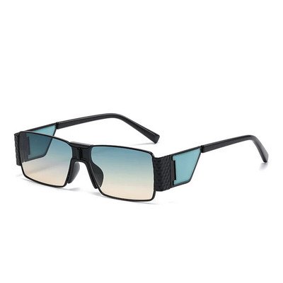 SHAUNA Retro Steampunk Ochelari de soare dreptunghi pentru femei, designer de modă, nuanțe degradate, UV400, ochelari de soare pătrați punk pentru bărbați