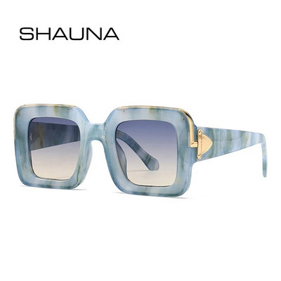 SHAUNA Retro Square Sieviešu luksusa saulesbrilles Modes zīmolu dizaineru gradientu spoguļu žalūzijas UV400 vīriešu tendences saulesbrilles