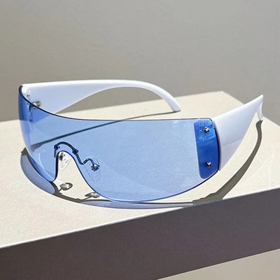 GM LUMIAS ääristeta Y2k päikeseprillid, mood, uus meeste naiste peegelprillid, trendikad futuristlikud välispordi UV400 varjud