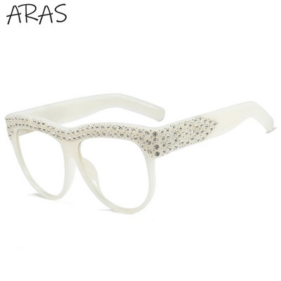 Naiste 2023. aasta ülisuured ruudukujulised teemantpäikeseprillid, 2023. aasta luksusbrändi disainer, läikivad kivist päikeseprillid, naistele moekad kassiprillid