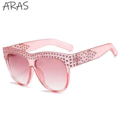 Naiste 2023. aasta ülisuured ruudukujulised teemantpäikeseprillid, 2023. aasta luksusbrändi disainer, läikivad kivist päikeseprillid, naistele moekad kassiprillid