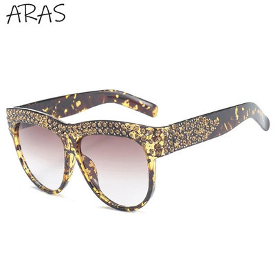 Naiste 2023. aasta ülisuured ruudukujulised teemantpäikeseprillid, 2023. aasta luksusbrändi disainer, läikivad kivist päikeseprillid, naistele moekad kassiprillid