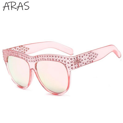 Naiste 2023. aasta ülisuured ruudukujulised teemantpäikeseprillid, 2023. aasta luksusbrändi disainer, läikivad kivist päikeseprillid, naistele moekad kassiprillid