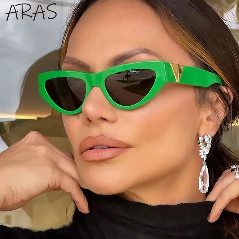 Vintage kaķu acu saulesbrilles sievietēm 2023. gada luksusa zīmola dizaineru modes mazas kaķu acu saulesbrilles sievietēm, modernas trīsstūra saulesbrilles