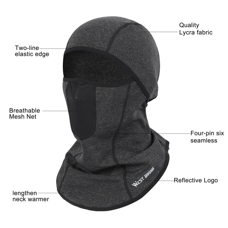 WEST BIKING ziemas velosipēda maska vāciņš vēja necaurlaidīgs pilnai sejai kakla sildītājs šalle slēpošana snovborda sporta balaclava skriešanas riteņbraukšanas maska