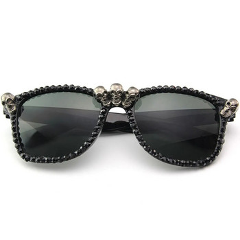Γοτθικά γυαλιά ηλίου κρανίου Γυναικεία γυαλιά ηλίου ματιών γάτα κρυστάλλινα πανκ γυαλιά ηλίου ανδρικά γυαλιά διακόσμησης αποκριών Μαύρα στρογγυλά τετράγωνα γυαλιά Νέα