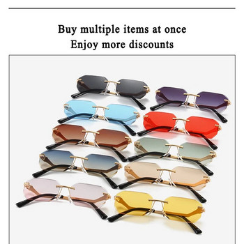XJiea Vintage Малки правоъгълни дамски слънчеви очила без рамки Gradient UV400 Summer Style Слънчеви очила Мъжки Outdoor Lunette De Soleil