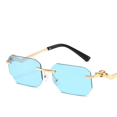 XJiea Vintage Малки правоъгълни дамски слънчеви очила без рамки Gradient UV400 Summer Style Слънчеви очила Мъжки Outdoor Lunette De Soleil