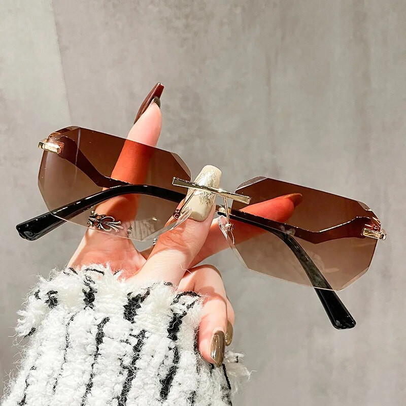 XJiea Vintage mazs taisnstūrveida bezmalu sieviešu saulesbrilles Gradient UV400 vasaras stila saulesbrilles vīriešiem āra Lunette De Soleil