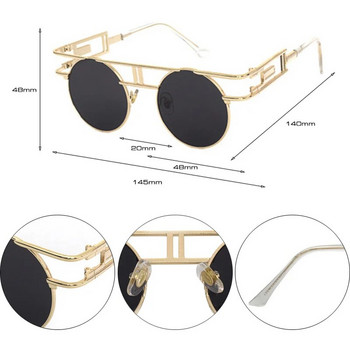 SHAUNA Класически готически слънчеви очила Модни дамски слънчеви очила Steampunk с метална рамка, мъжки ретро мъжки кръгли пънк очила uv400
