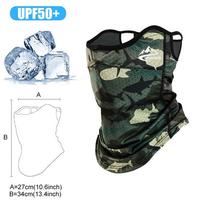 Fishing Face Mask Suvine päikesekaitse Jalgrattasõidu Bandana Unisex Outdoor Sport Bike hingav jää siidist rippuvad kõrva peakatted