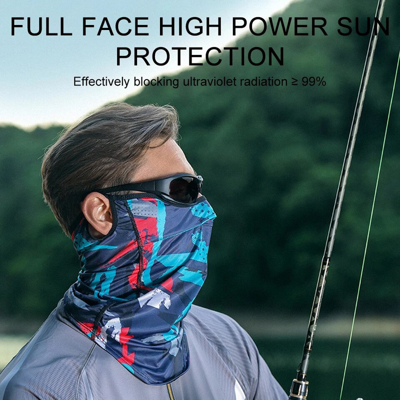 Fishing Face Mask Suvine päikesekaitse Jalgrattasõidu Bandana Unisex Outdoor Sport Bike hingav jää siidist rippuvad kõrva peakatted