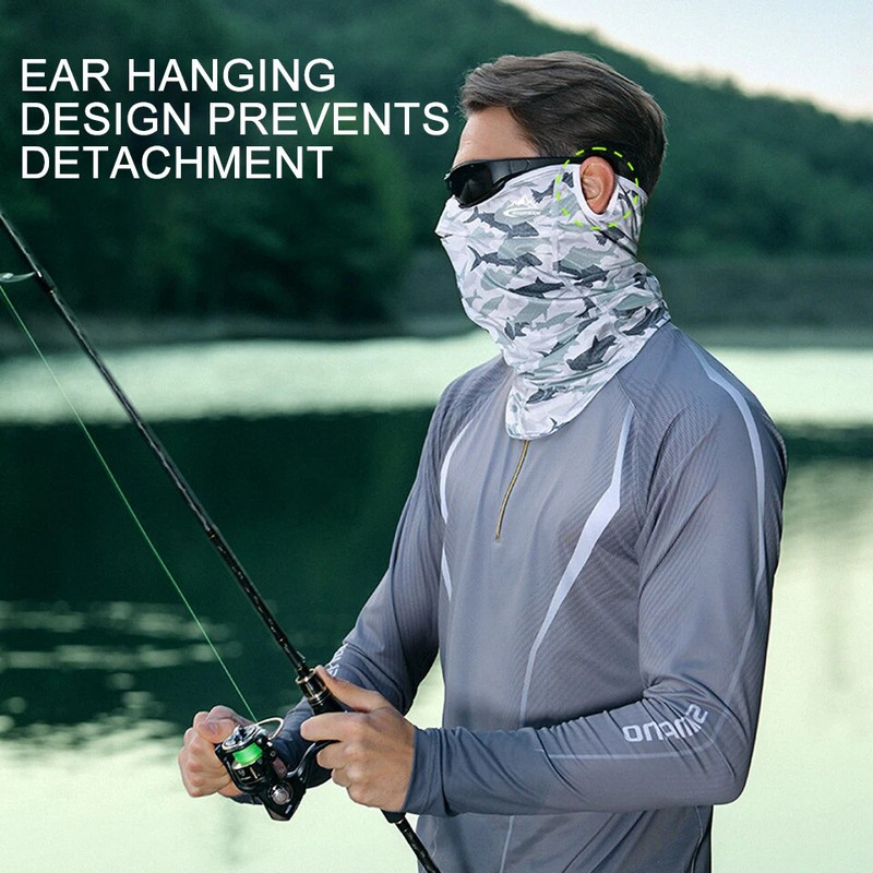 Fishing Face Mask Suvine päikesekaitse Jalgrattasõidu Bandana Unisex Outdoor Sport Bike hingav jää siidist rippuvad kõrva peakatted