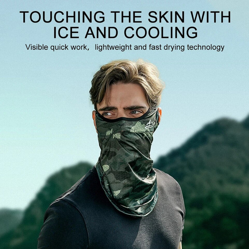 Fishing Face Mask Suvine päikesekaitse Jalgrattasõidu Bandana Unisex Outdoor Sport Bike hingav jää siidist rippuvad kõrva peakatted