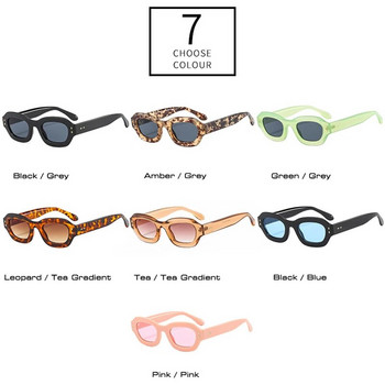 SO&EI Ins Popular Fashion Polygon Square Women Sunglasses Shades UV400 Retro Rivets Decor Men Trending Blue Green Sunglasses