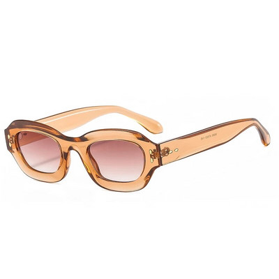 SO&EI Ins Populāras modes daudzstūra kvadrātveida sieviešu saulesbriļļu žalūzijas UV400 retro kniedes dekors Vīriešu tendences zili zaļas saulesbrilles