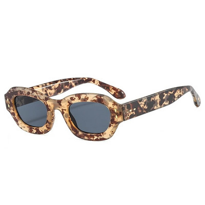 SO&EI Ins Populāras modes daudzstūra kvadrātveida sieviešu saulesbriļļu žalūzijas UV400 retro kniedes dekors Vīriešu tendences zili zaļas saulesbrilles