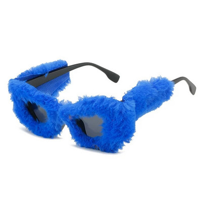 Isetegija kohevad kassisilmad Kardashan päikeseprillid naiste punk, pehme karusnaha samet päikeseprillid naistele trendikad käsitsi valmistatud seksikad plüüsis prillide varjud