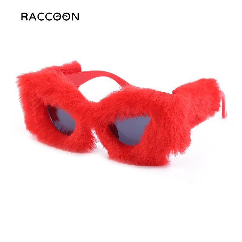 Isetegija kohevad kassisilmad Kardashan päikeseprillid naiste punk, pehme karusnaha samet päikeseprillid naistele trendikad käsitsi valmistatud seksikad plüüsis prillide varjud