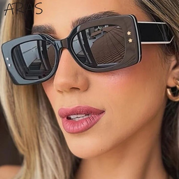 Модни квадратни слънчеви очила Дамски 2023 Луксозна марка Модерни ретро правоъгълни слънчеви очила Дамски UV400 градиентни нюанси Очила Feamle