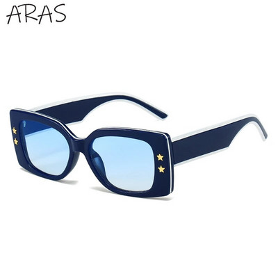 Moodsad ruudukujulised naiste päikeseprillid 2023 Luksusbränd Trendikas Retro-ristkülikukujulised päikeseprillid Naistele UV400 Gradientidega prillid Naistele