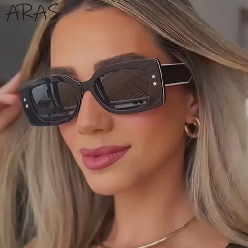 Moodsad ruudukujulised naiste päikeseprillid 2023 Luksusbränd Trendikas Retro-ristkülikukujulised päikeseprillid Naistele UV400 Gradientidega prillid Naistele