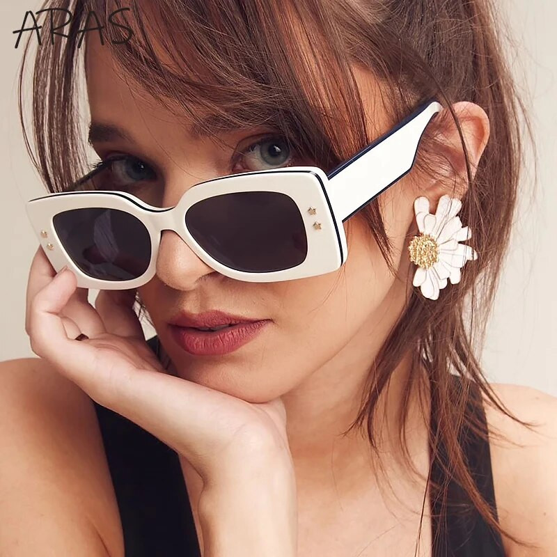 Moodsad ruudukujulised naiste päikeseprillid 2023 Luksusbränd Trendikas Retro-ristkülikukujulised päikeseprillid Naistele UV400 Gradientidega prillid Naistele
