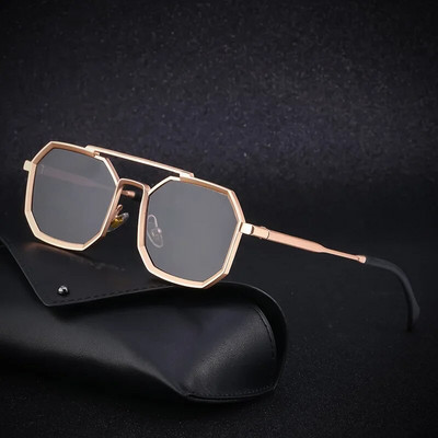 Meeste polügonpunk päikeseprillid Unisex Metal Square Steampunk päikeseprillid Vintage Shades UV400 õues sõitmise prillid meestele