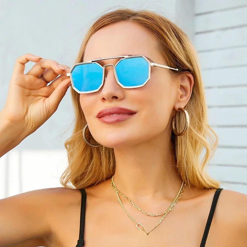 Meeste polügonpunk päikeseprillid Unisex Metal Square Steampunk päikeseprillid Vintage Shades UV400 õues sõitmise prillid meestele