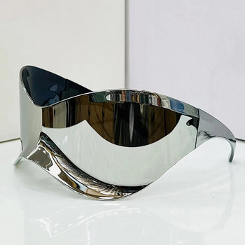 SO&EI Oversized One Piece Rimless γυαλιά ηλίου Γυναικεία Y2K Αθλητικά γυαλιά εξωτερικού χώρου ανδρικά γυαλιά ηλίου Punk Driving Αποχρώσεις UV400