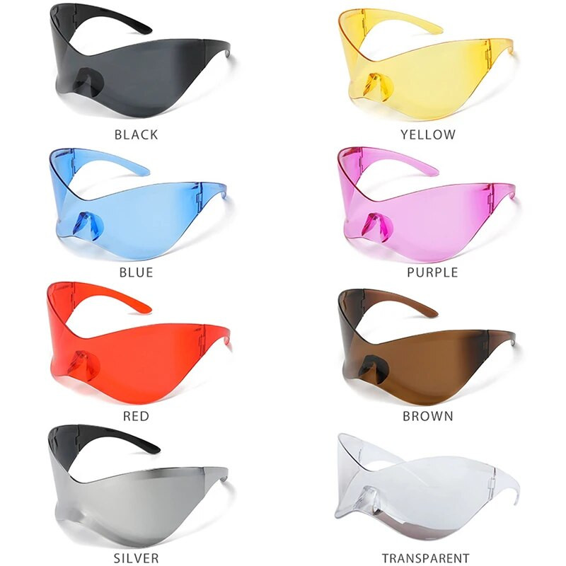 SO&EI Suuremõõtmelised ühes tükis ääristeta päikeseprillid Naiste Y2K Välispordiprillid Meeste Punk Driving Päikeseprillid Varjud UV400