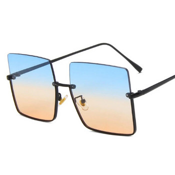 Извънгабаритни квадратни слънчеви очила Дамски маркови дизайнерски ретро слънчеви очила с половин рамка Женски метални режещи лещи Дамски очила
