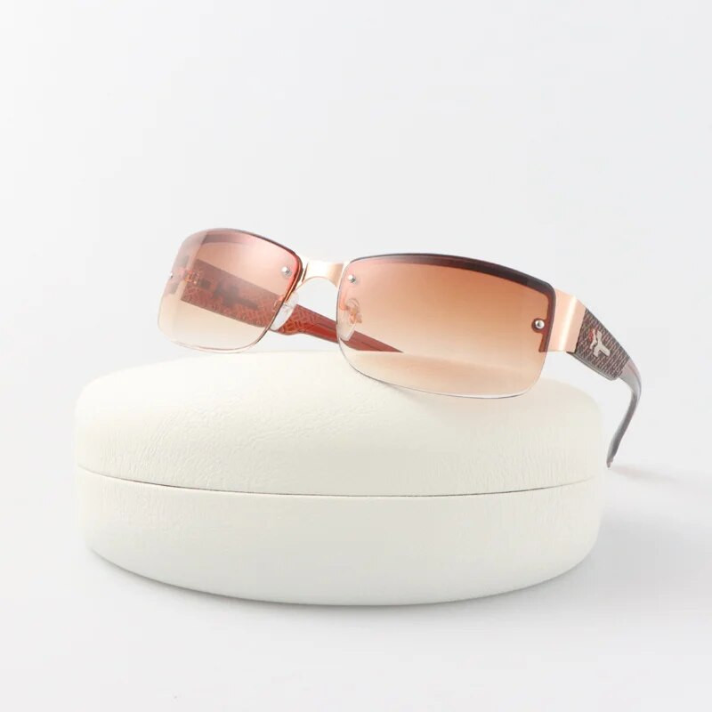 Vintage γυαλιά ηλίου Semi Rimless Γυναικεία επώνυμη σχεδιάστρια γυαλιά ηλίου ντεγκραντέ Γυναικεία μόδα ρετρό ορθογώνιες αποχρώσεις Oculos De Sol