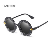 Ochelari de soare rotunzi negri, sexy, retro, femei, designer de marcă, litere englezești, ochelari de soare, cerc de albină, modă pentru femei, ochelari
