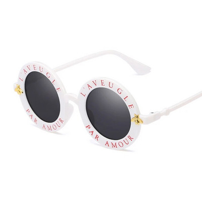 Ochelari de soare rotunzi negri, sexy, retro, femei, designer de marcă, litere englezești, ochelari de soare, cerc de albină, modă pentru femei, ochelari